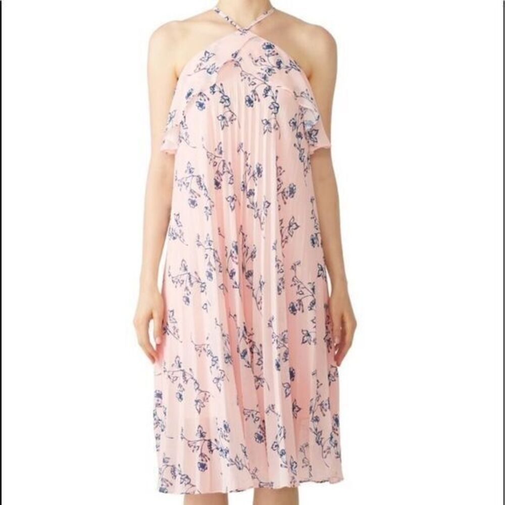 SHOSHANNA Halter Silk Ruffle Pink Dress